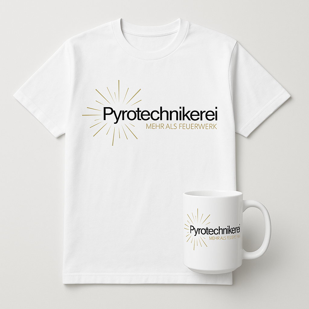 Shirt und Tasse Pyrotechnikerei Logo