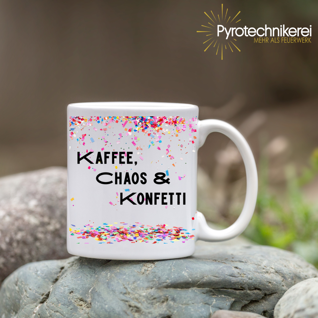 Tasse "Kaffee, Chaos, Konfetti"