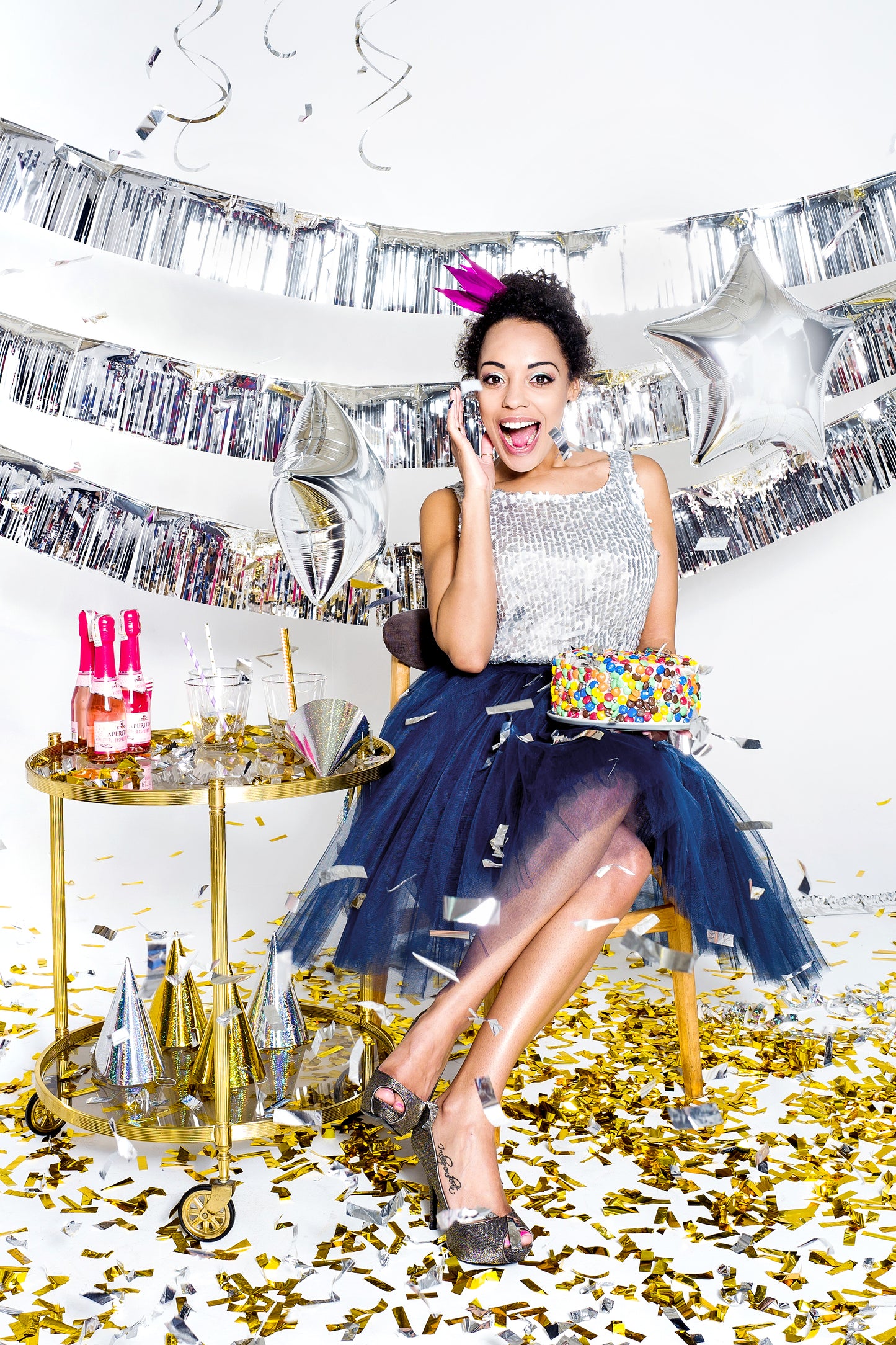 Konfettikanone, silber, 40cm